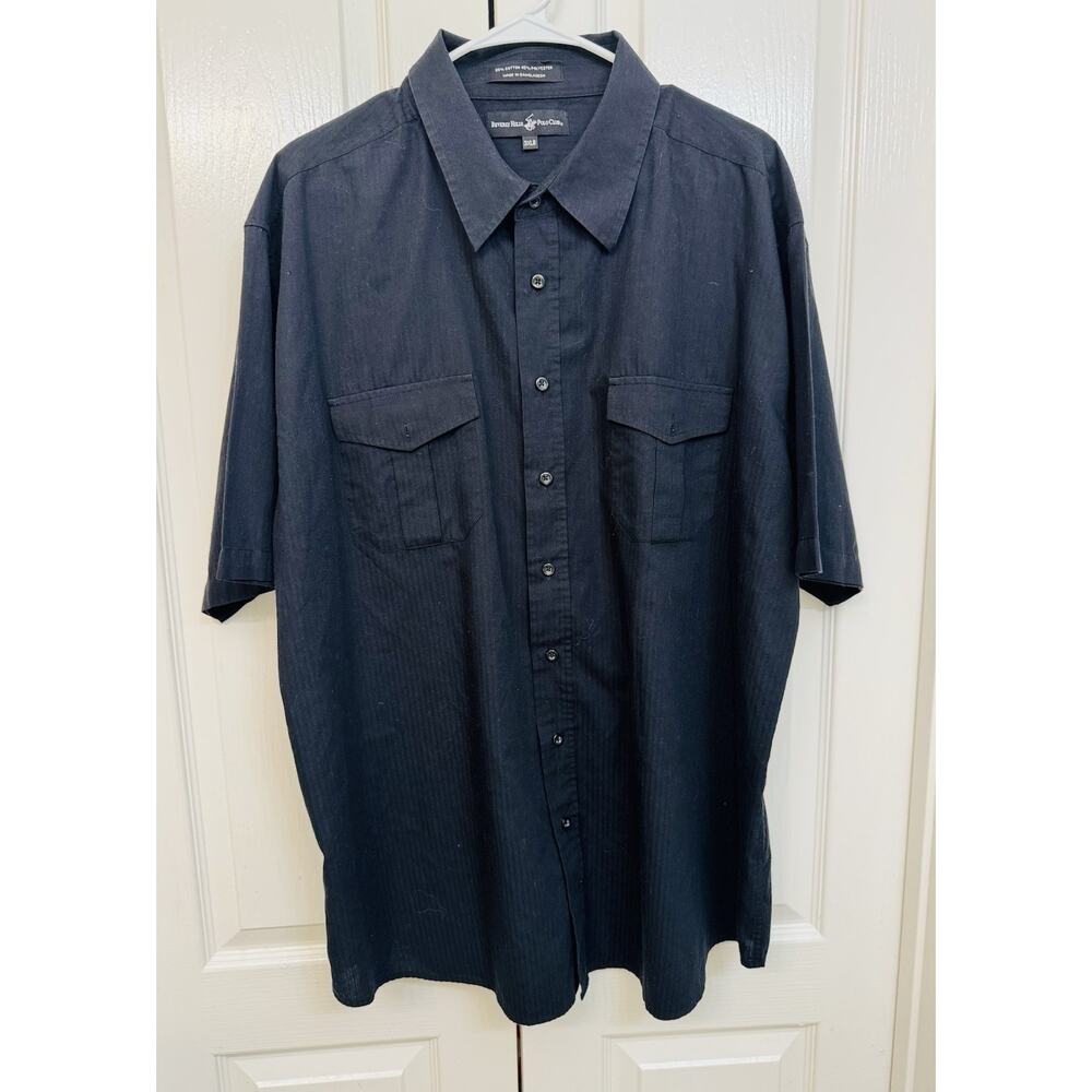 Beverly Hills Polo‎ Club Men’s Short Sleeve Button Up Black Size 3xLarge Shirt
